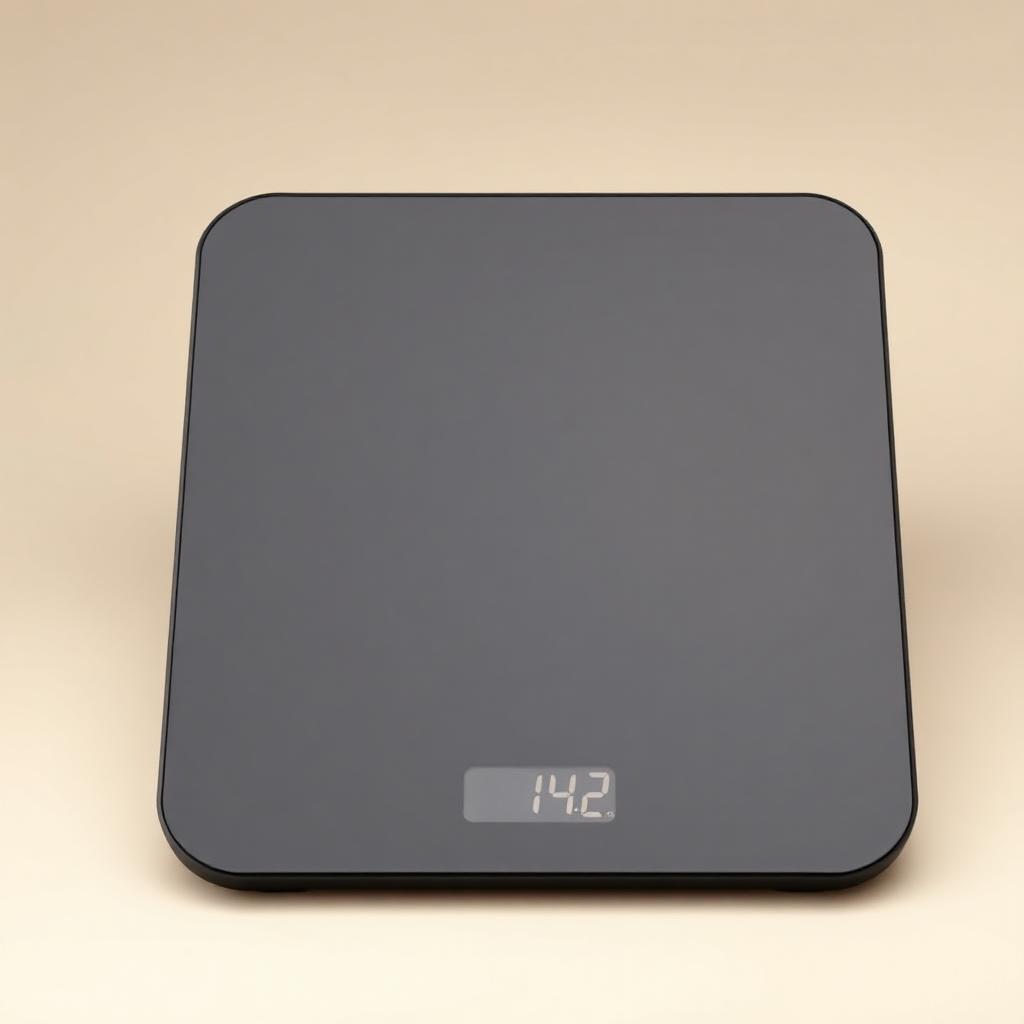 Digital kitchen scale with a tempered glass top in matte black