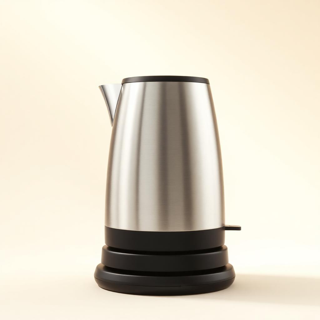 Stainless steel electric kettle with a black handle, 1.7 liter