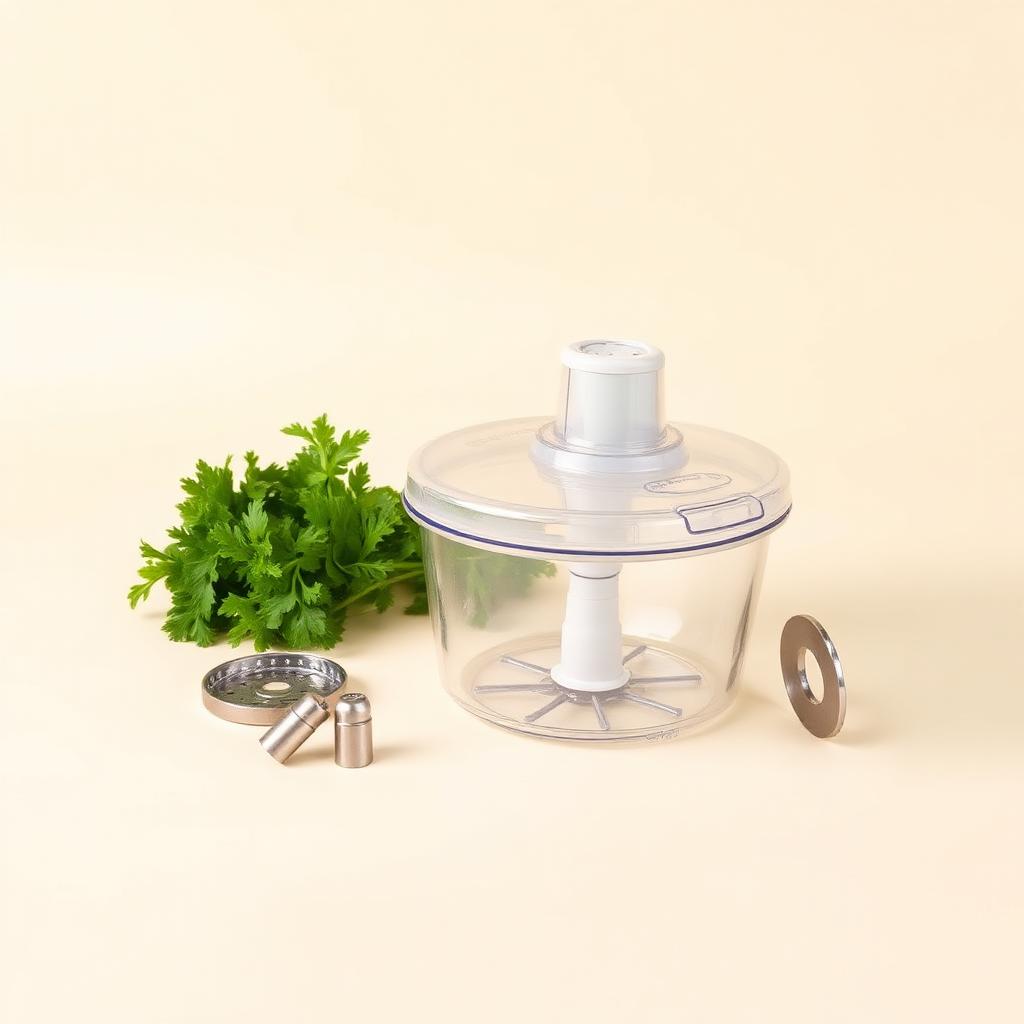 Manual vegetable chopper with clear catch container and blade inserts